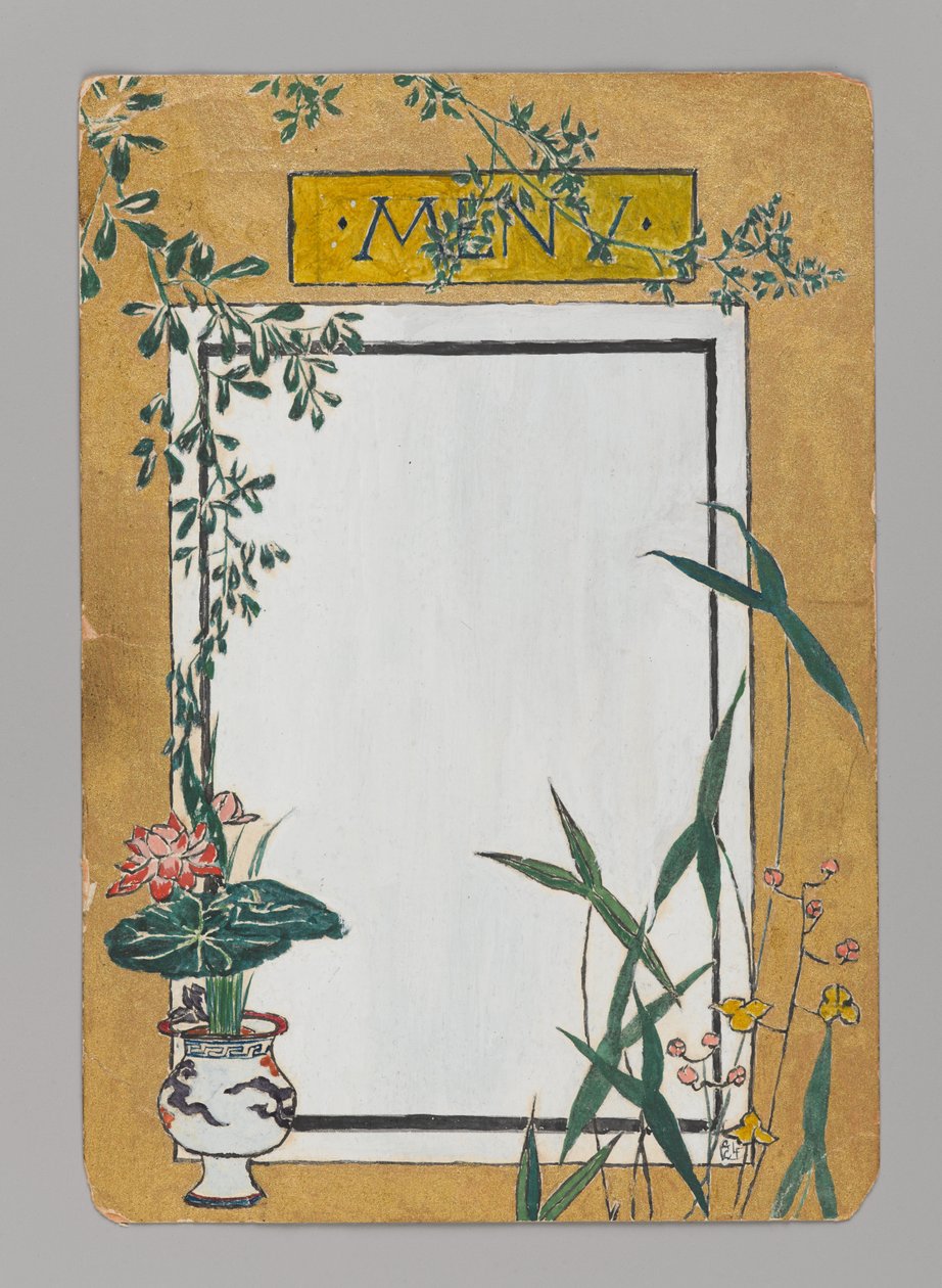 Carta del menu con bambù e fiori, ca. 1880 da Christopher Grant La Farge