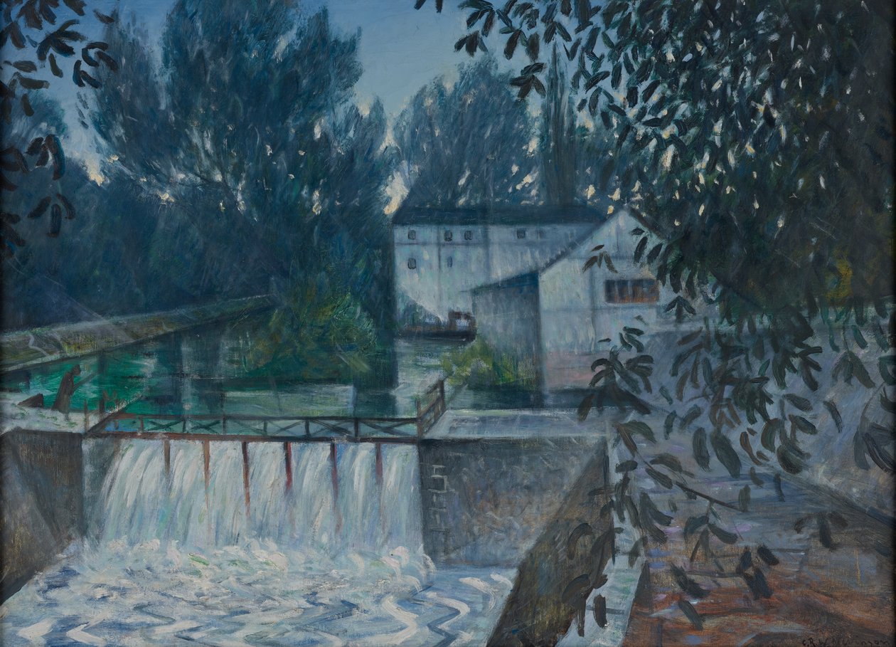 Lo sbarramento, Charenton, 20° secolo (Olio su tela) da Christopher R.W Nevison