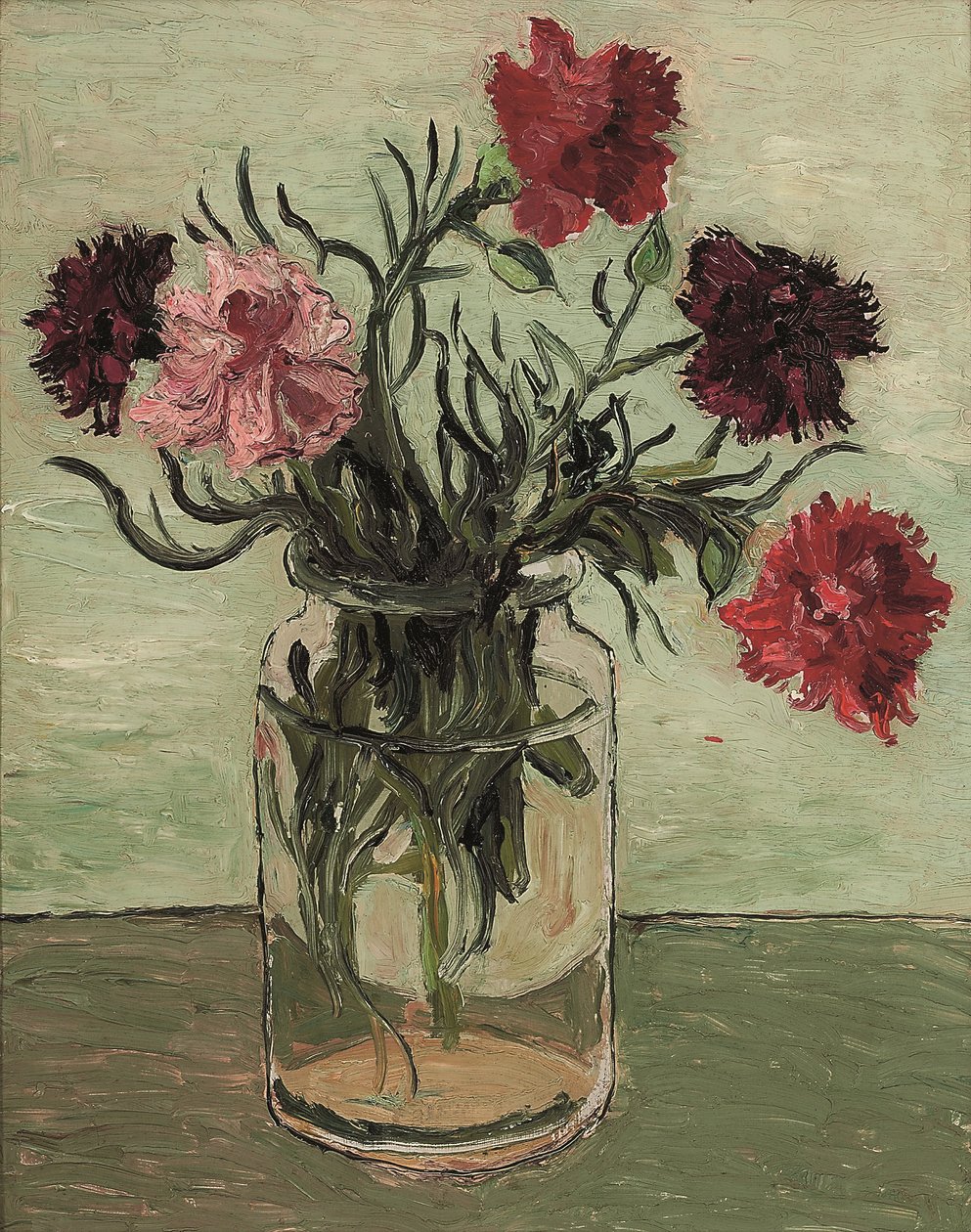Garofani in vaso di vetro da Christopher Wood
