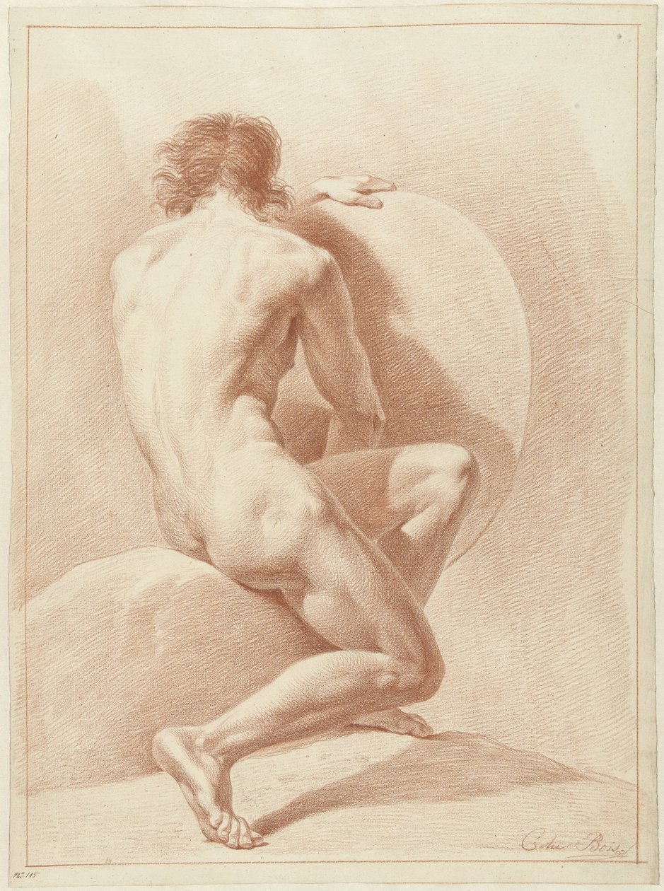 Nudo maschile seduto, visto di schiena da Chrétien Dubois