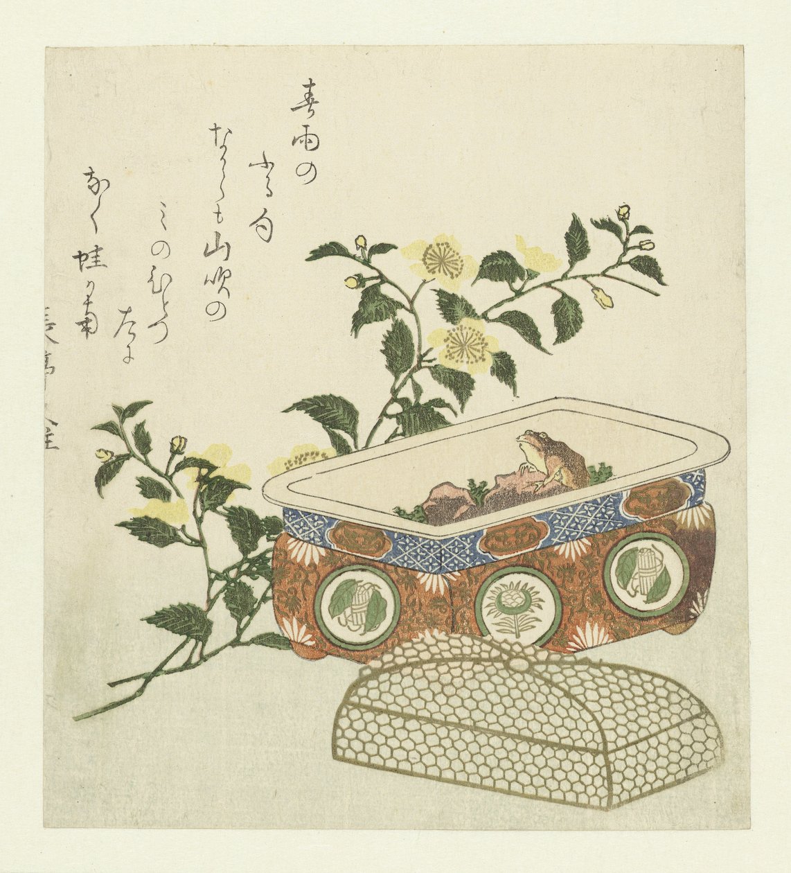 Rana e ramo di Kerria Japonica da Chôtei Hisazumi