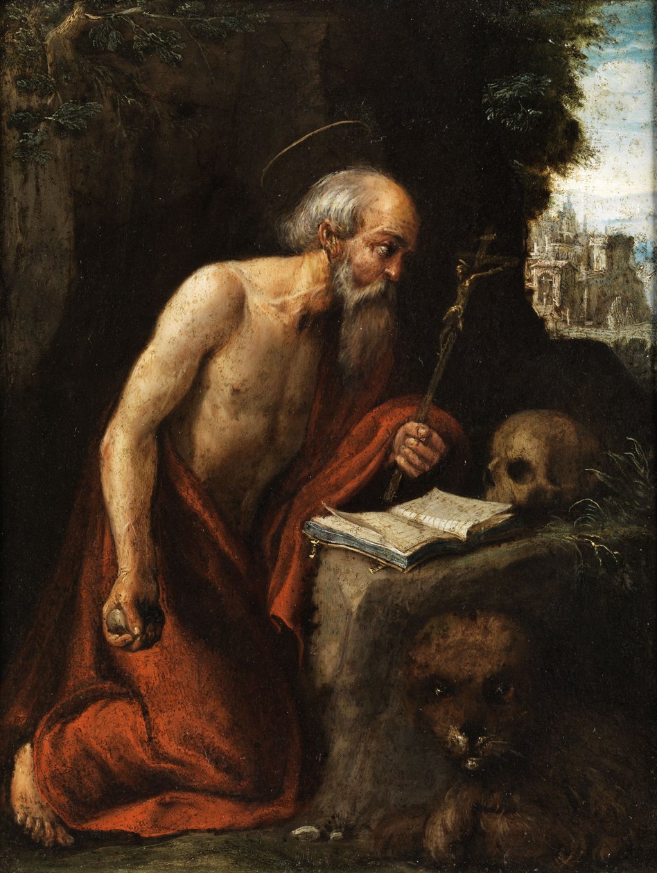 San Girolamo in preghiera da Circle of Adam Elsheimer