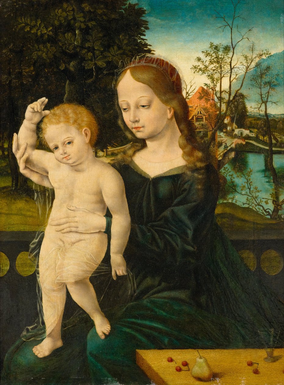 Madonna con Bambino davanti a un paesaggio fluviale da Bernard van Orley