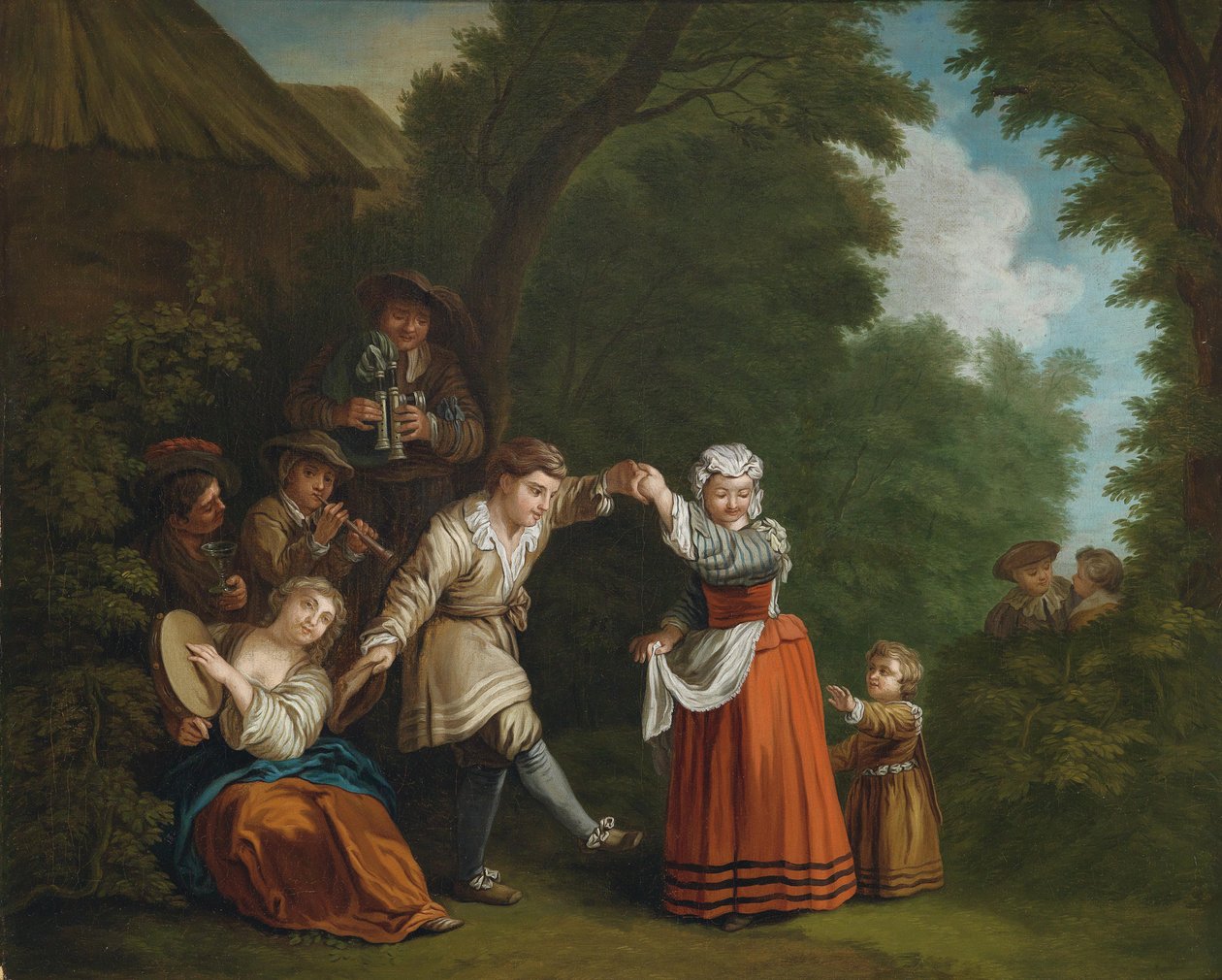 Una danza rurale (con zampognaro) da Circle of Jean Baptiste Le Prince