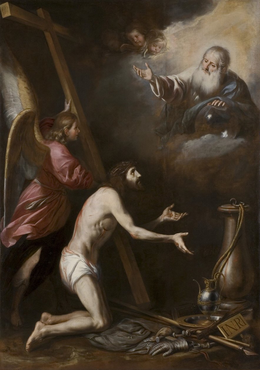 Spagnolo: Cristo flagelado arrodillado ante Dios Padre (Cristo flagellato in ginocchio davanti a Dio Padre) da Circle of Antonio del Castillo y Saavedra
