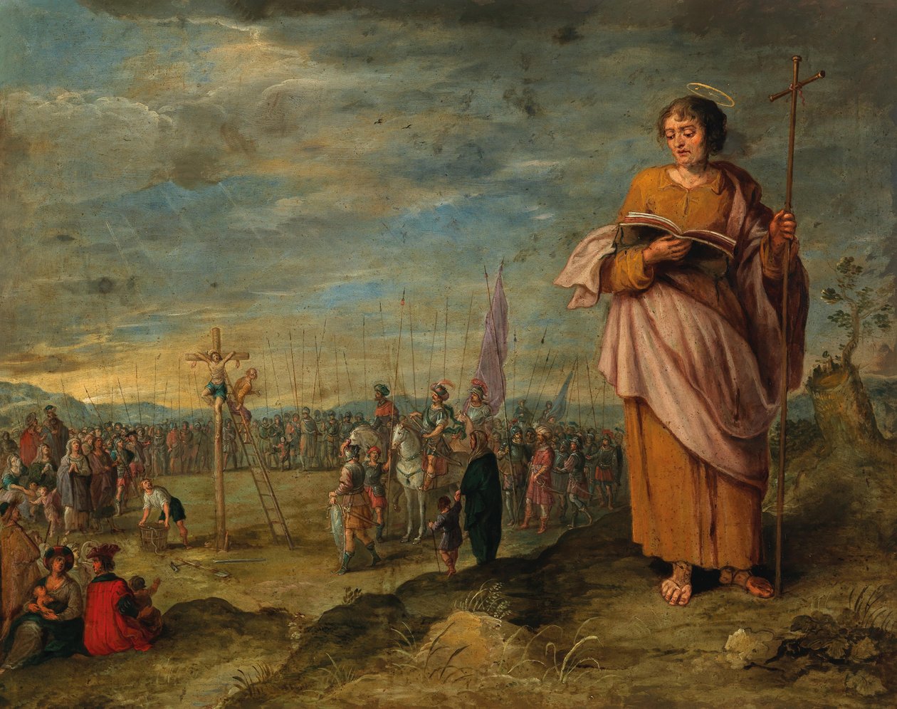 Frans Francken II (cerchio) Evangelista e crocifissione di Cristo da Circle of Frans Francken the Younger