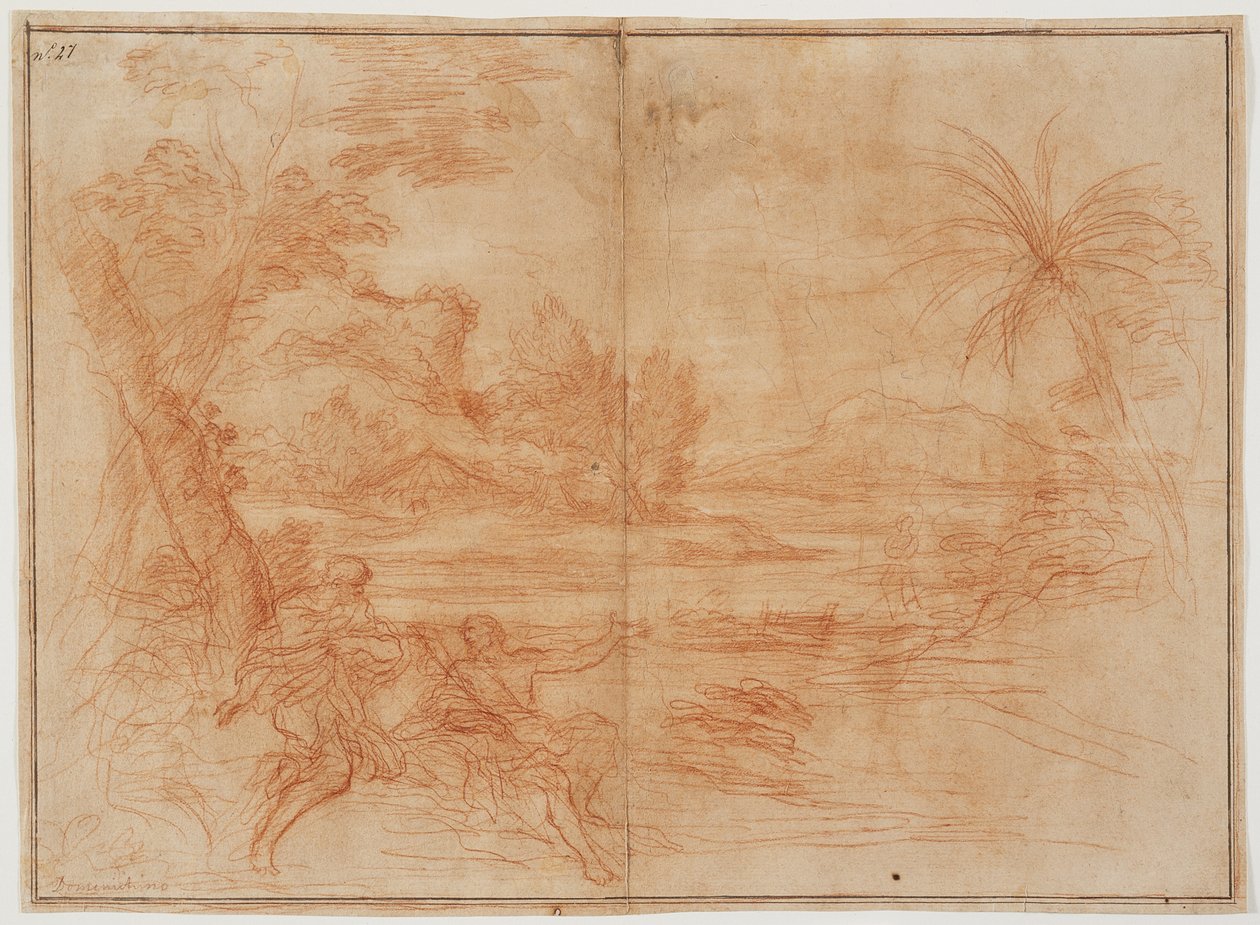 Johannes der Täufer offenbart Christus den Heiligen Petrus und Andreas (recto); Heidnisches Opfer (verso) da Ciro Ferri