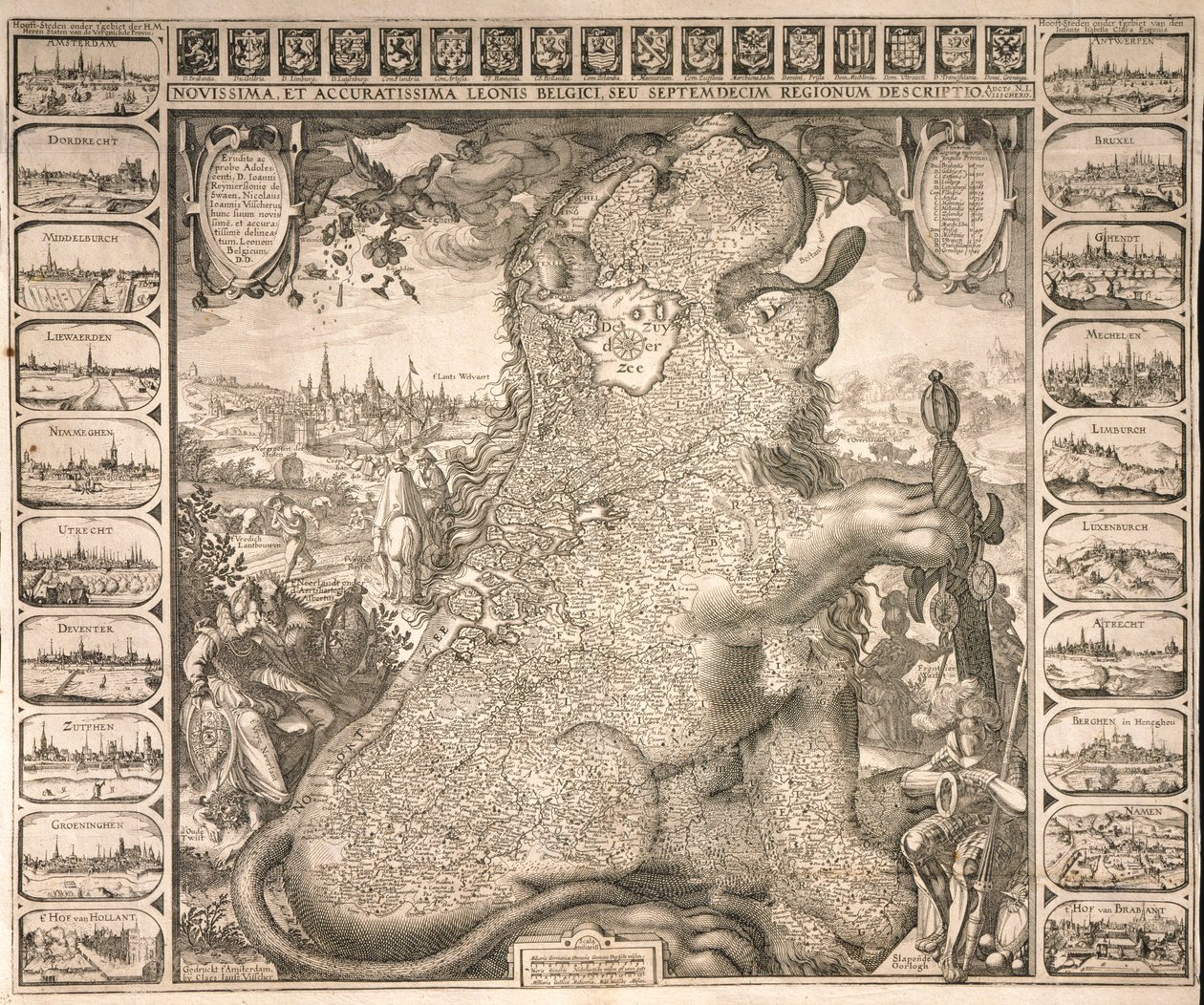 Le diciassette regioni del leone belga, c.1583 da Claes Jansz Visscher