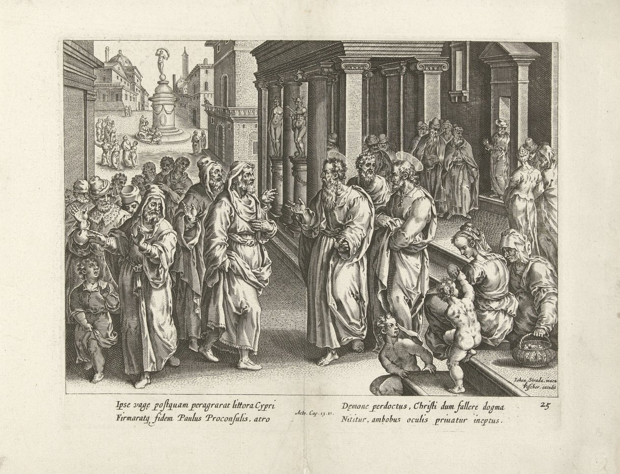 Paolo discute con il mago Elimas da Claes Jansz. Visscher (II) (workshop of)