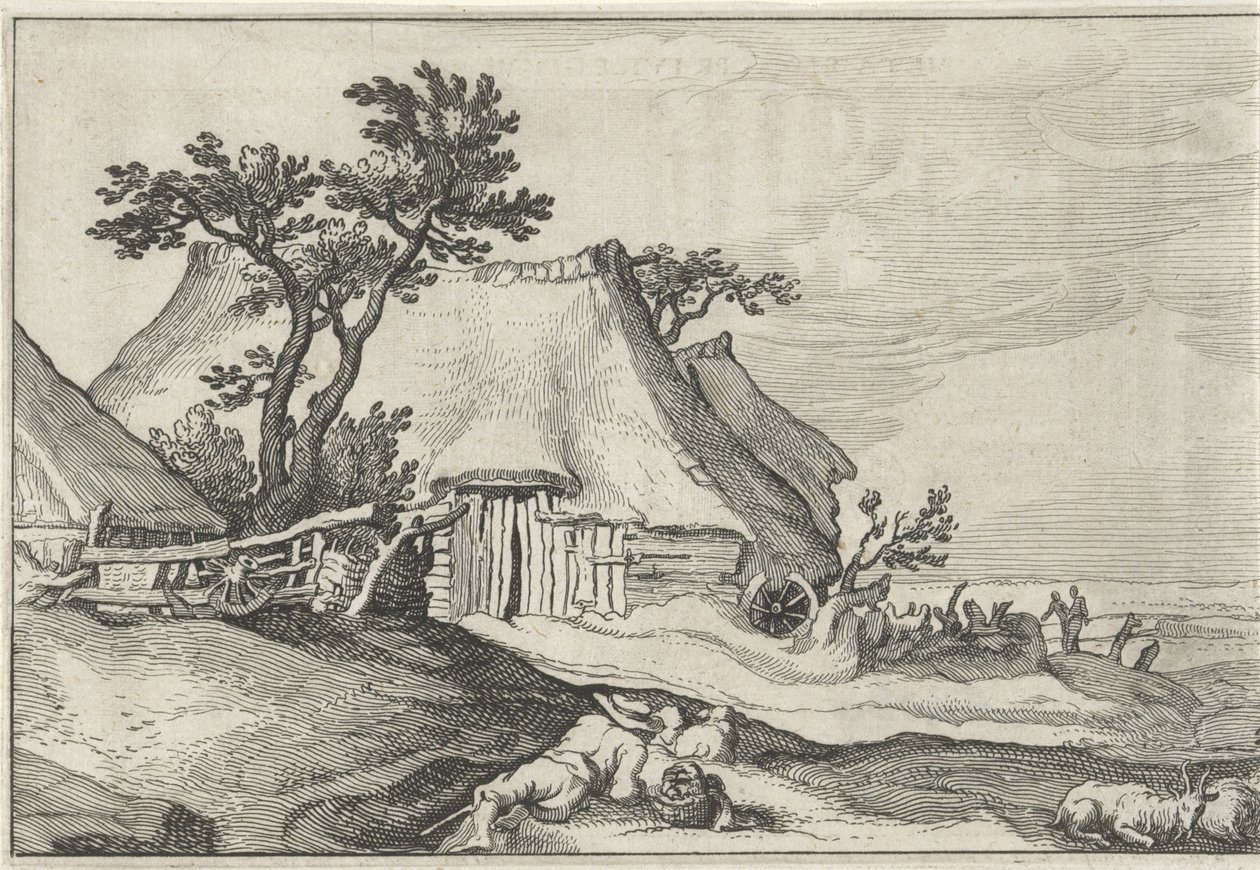 Fattoria e pastore con pecore e capra (serie: Paesaggi con fattorie) da Claes Jansz. Visscher (II)