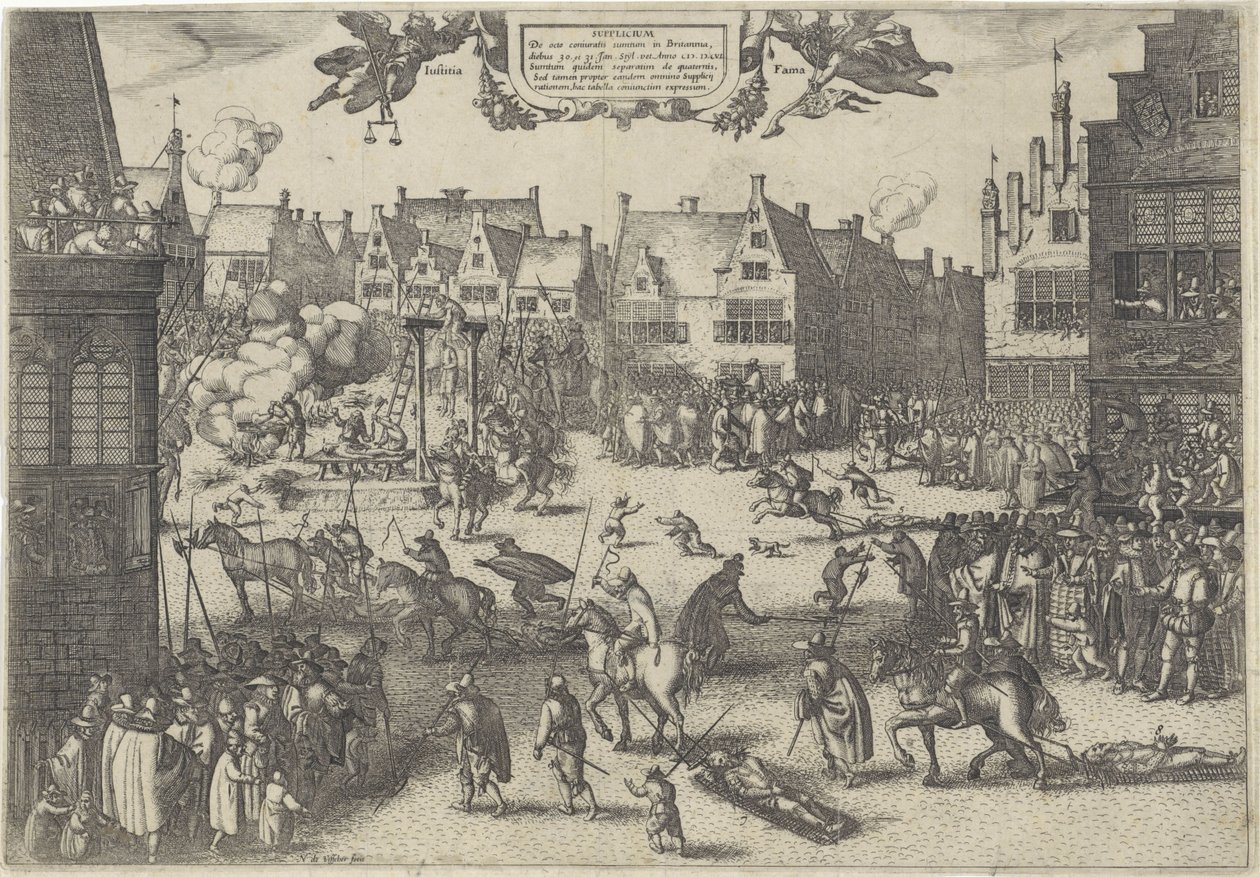 Esecuzione dei cospiratori della Congiura delle Polveri, 1606 da Claes Jansz. Visscher (II)