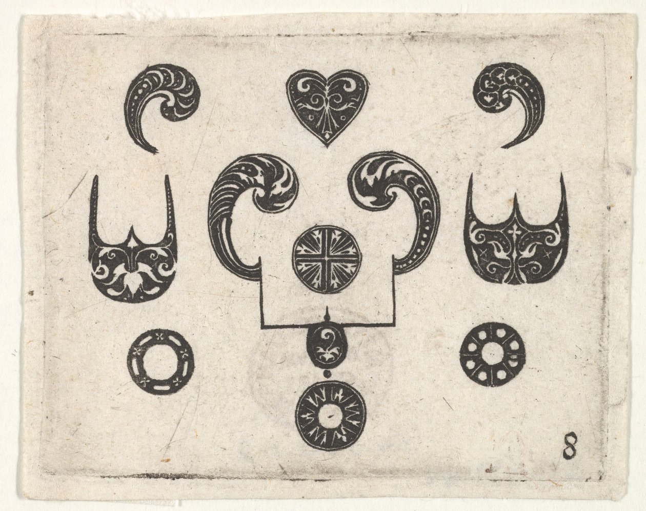 Stampa in Blackwork con vari motivi, ca. 1620 da Claes Jansz Visscher