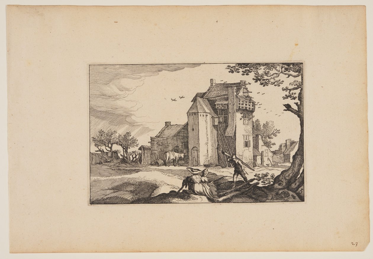 Fattoria con colombaie, da Paesaggi (Verscheyden aerdige Lanthuysen...) da Claes Jansz. Visscher