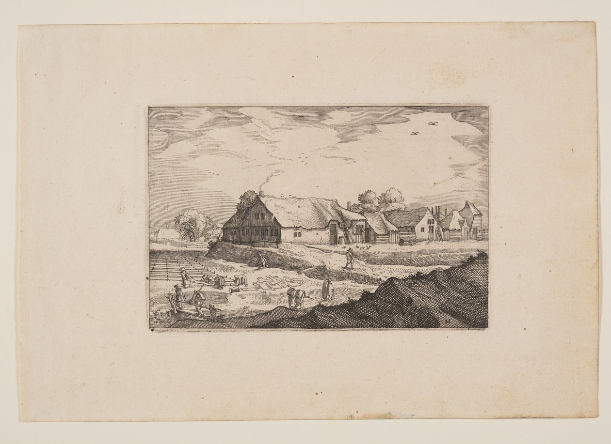 Fattorie e campi sbiancati, da vedute nei dintorni di Haarlem (Plaisante Plaetsen) da Claes Jansz. Visscher