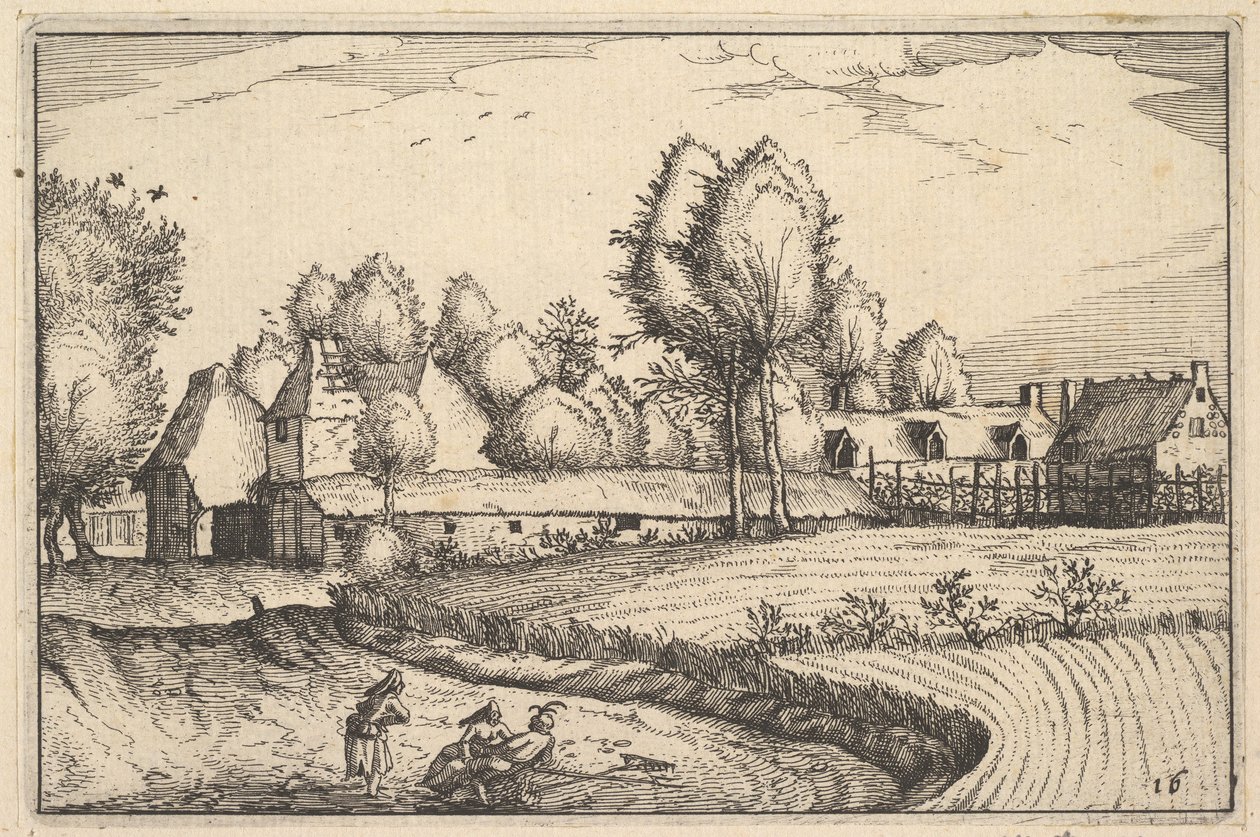 Strada lungo un Campo, tavola 16 da Regiunculae et Villae Aliquot Ducatus Brabantiae da Claes Jansz Visscher