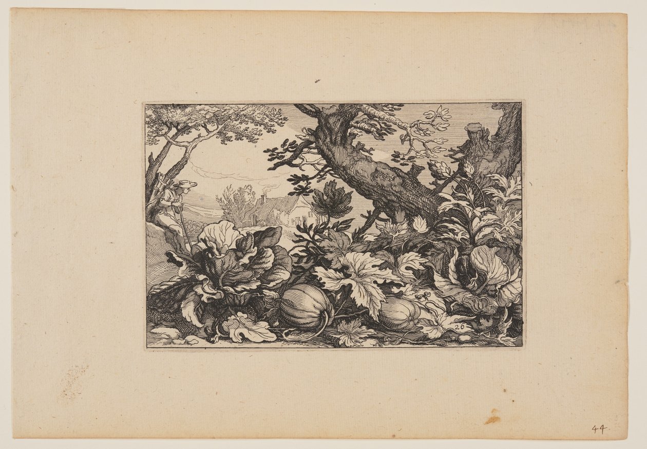 Albero e meloni, da Paesaggi (Verscheyden aerdige Lanthuysen...) da Claes Jansz. Visscher