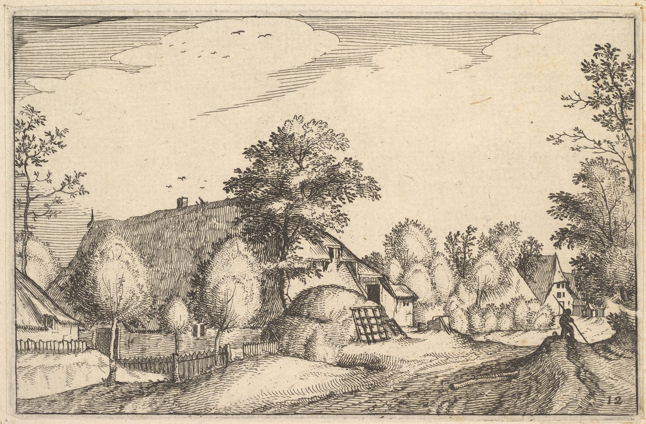 Strada del villaggio, tavola 12 da Regiunculae et Villae Aliquot Ducatus Brabantiae da Claes Jansz Visscher