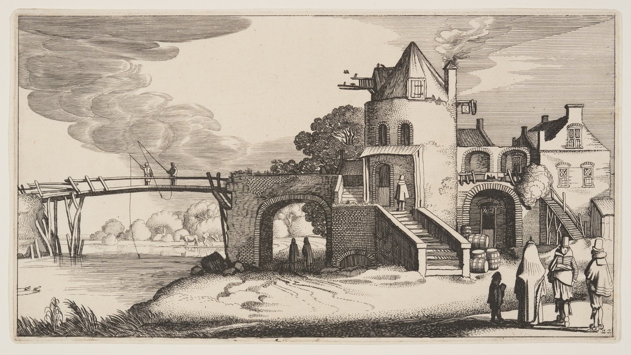 Ponte con casello, da Paesaggi (Playsante Lantschappen) da Claes Jansz. Visscher II