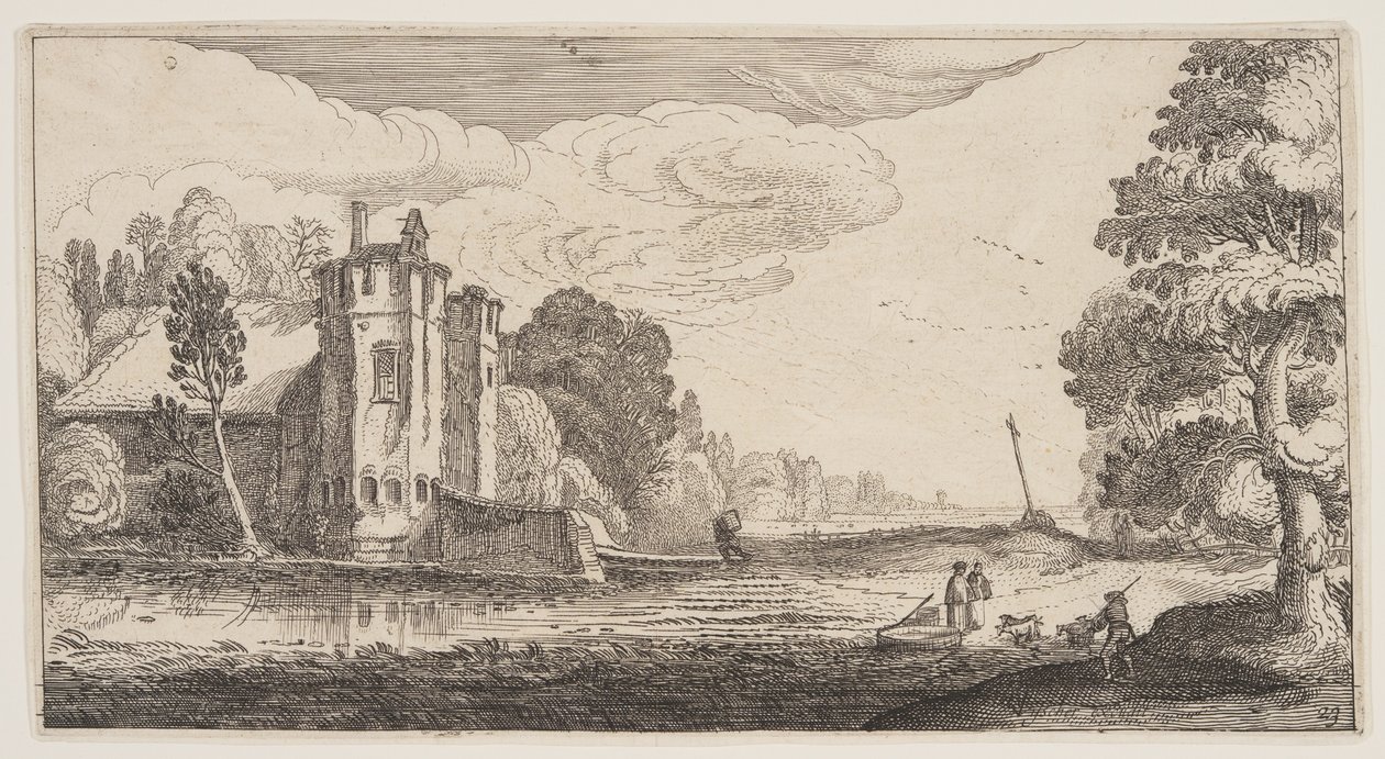 Casa di campagna con due torri esagonali, da Paesaggi (Playsante Lantschappen) da Claes Jansz. Visscher II