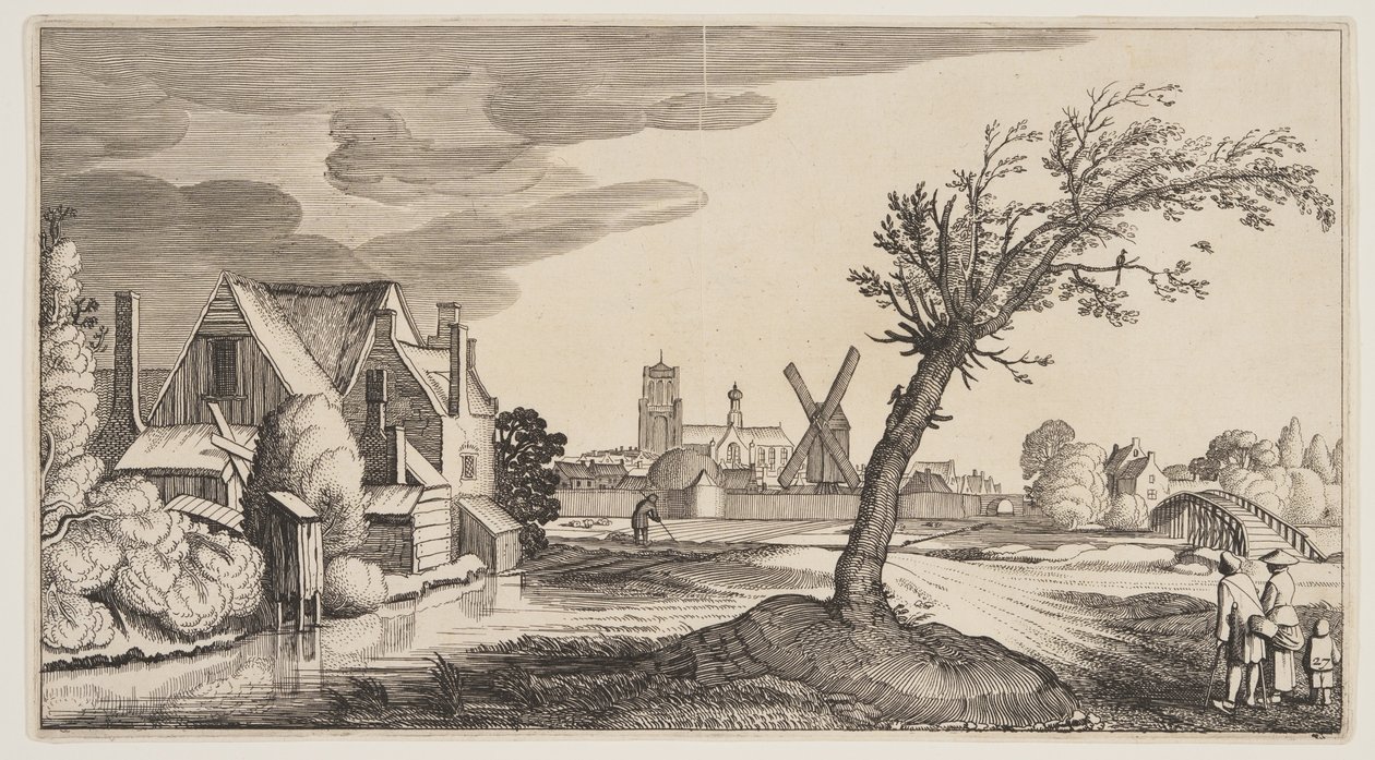 Casa su uno stagno fuori città, da Paesaggi (Playsante Lantschappen) da Claes Jansz. Visscher II