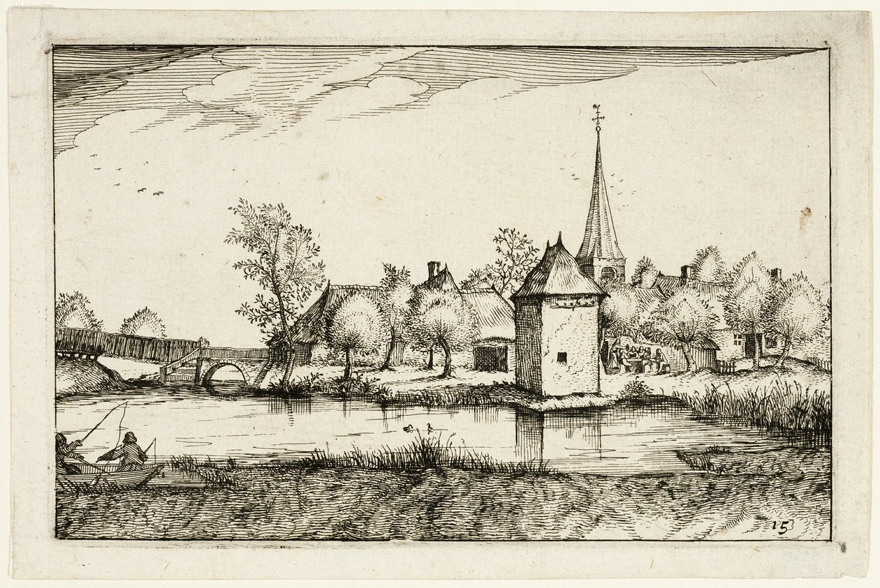 Stagno e villaggio, quindici immagini di fattorie, case di campagna e villaggi rustici (Praediorum villarum et rusticarum casularum icones) da Claes Jansz. Visscher II