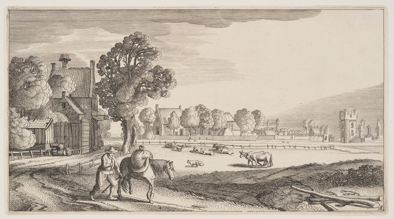 Strade lungo un pascolo, da Paesaggi (Playsante Lantschappen) da Claes Jansz. Visscher II