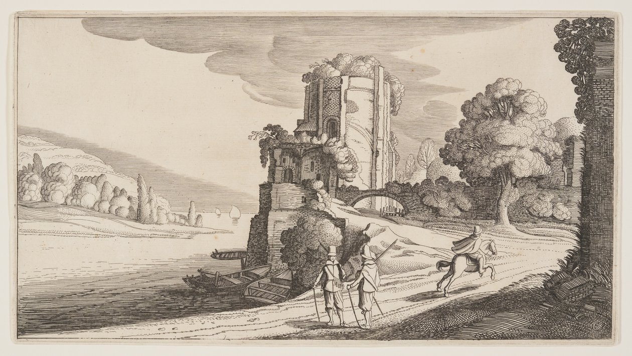 Torre rotonda su un fiume, da Paesaggi (Playsante Lantschappen) da Claes Jansz. Visscher II