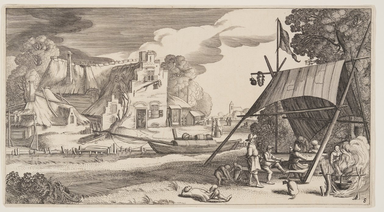 Tenda con gente di campagna, da Paesaggi (Playsante Lantschappen) da Claes Jansz. Visscher II