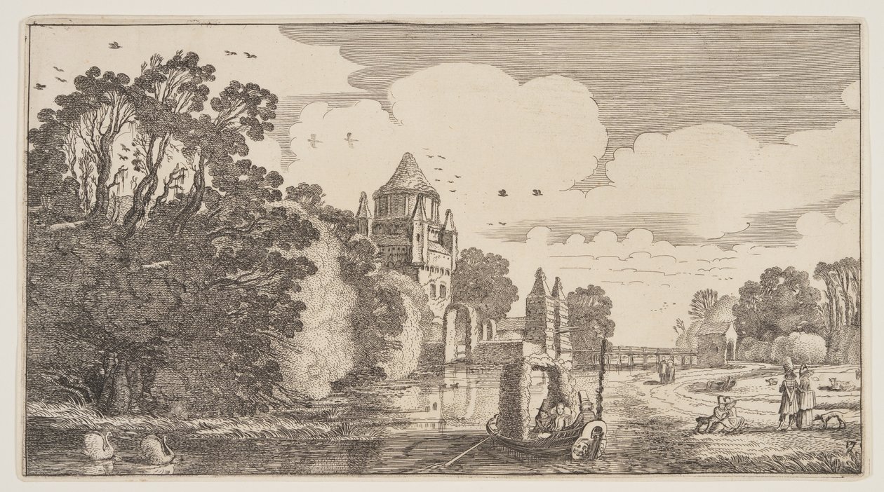 La "Kleine Houtpoort" di Haarlem, da Paesaggi (Playsante Lantschappen) da Claes Jansz. Visscher II