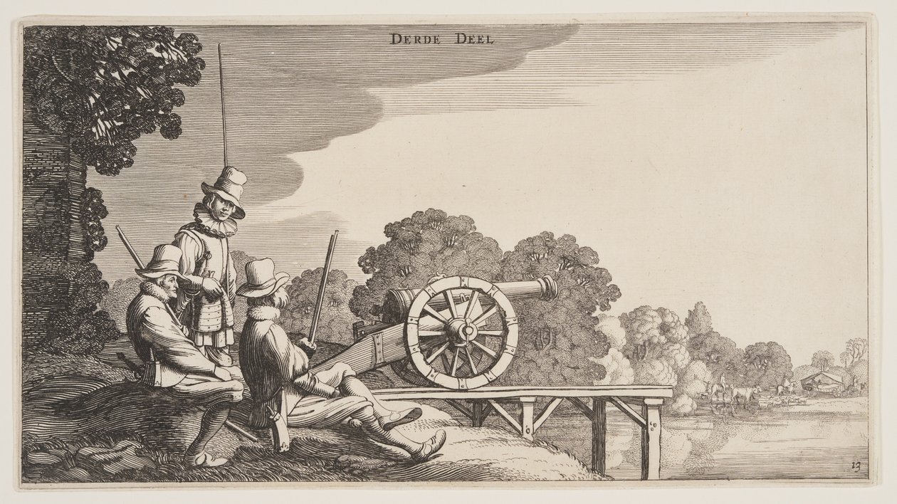 I tre cannonieri, da Paesaggi (Playsante Lantschappen) da Claes Jansz. Visscher II