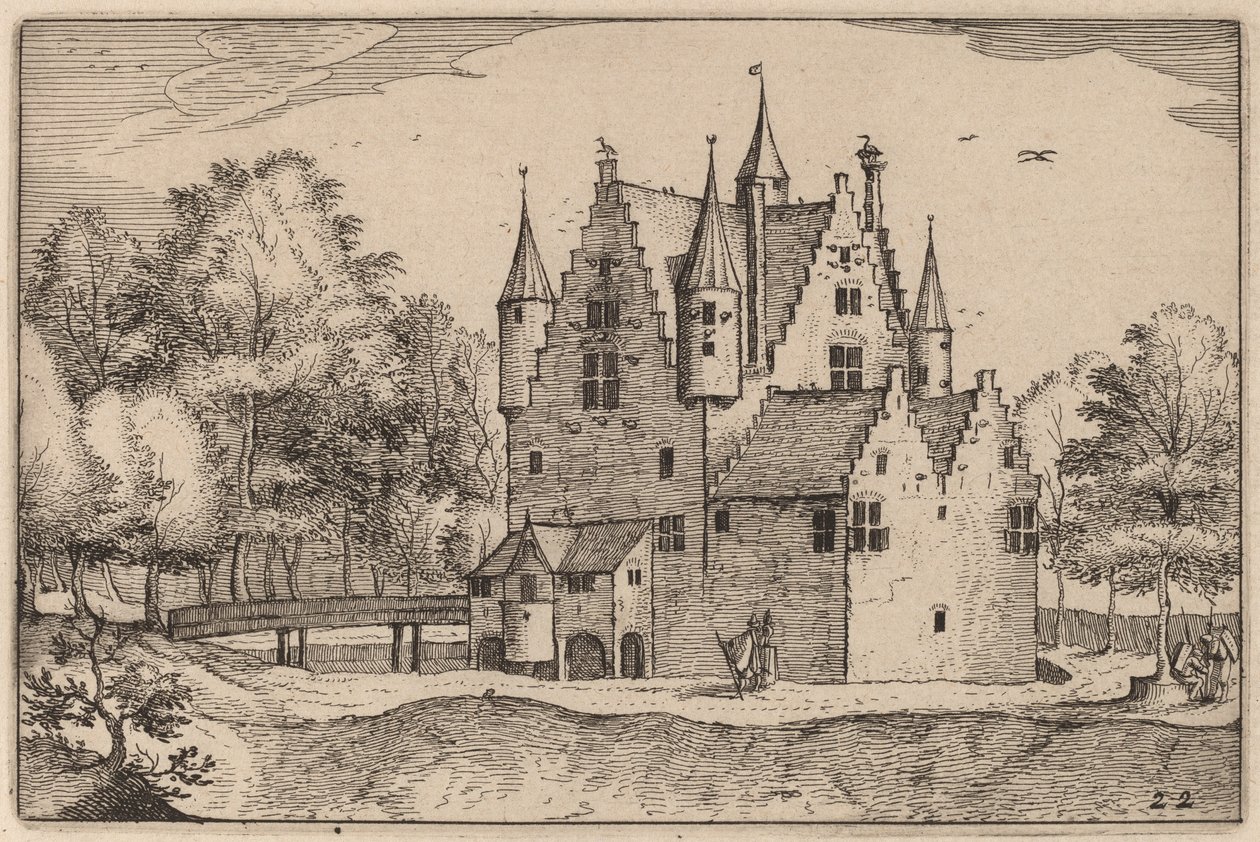 Un Castello da Claes Jansz Visscher after Johannes van Doetechum, the Elder after Lucas