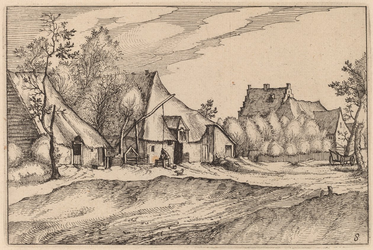 Fattorie in un villaggio da Claes Jansz Visscher after Johannes van Doetechum, the Elder after Lucas