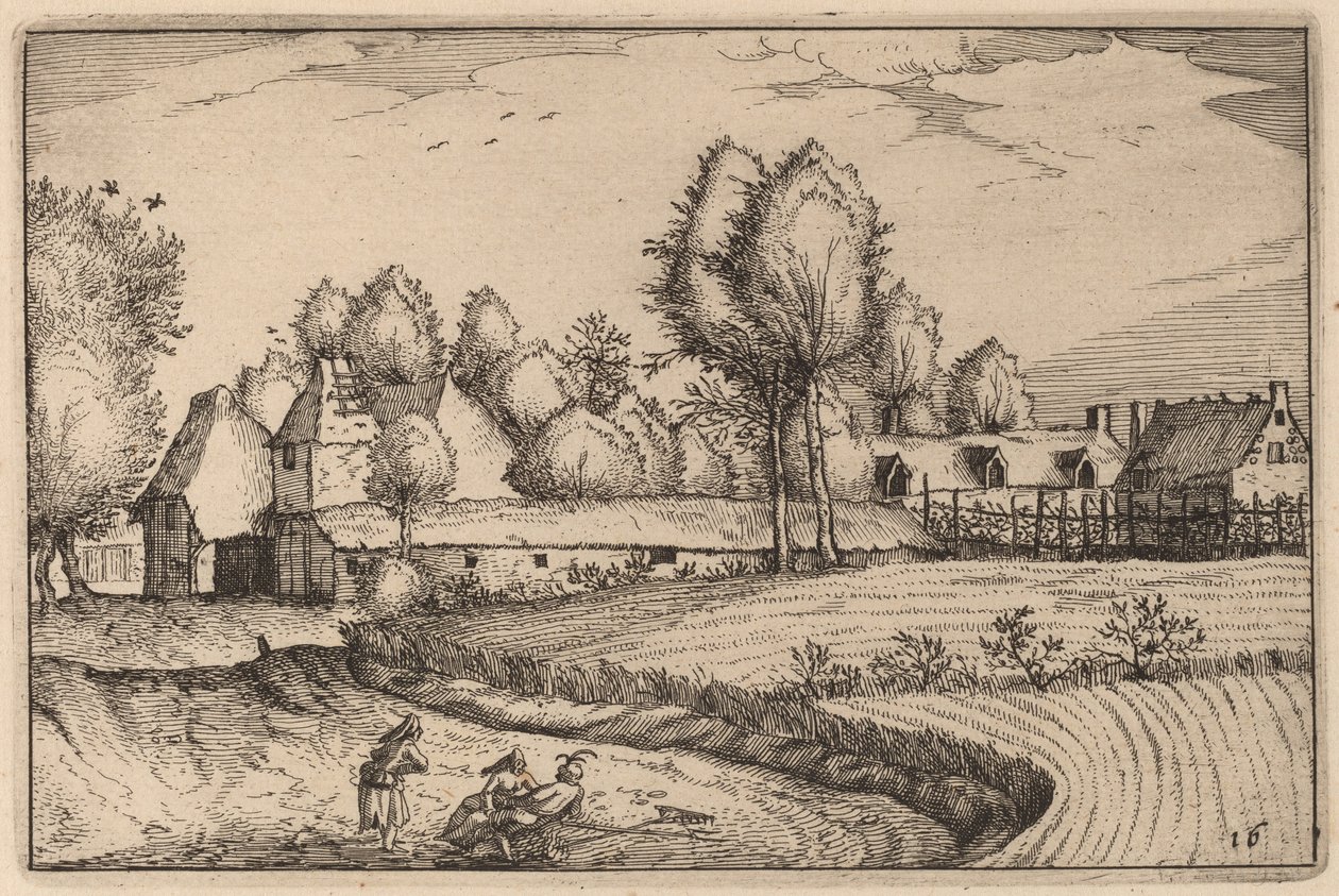 Strada lungo un campo da Claes Jansz Visscher after Johannes van Doetechum, the Elder after Lucas