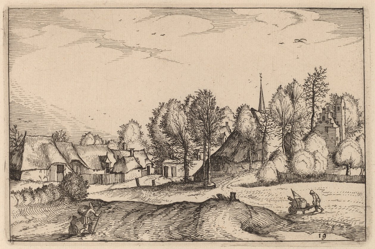 Strada verso un villaggio da Claes Jansz Visscher after Johannes van Doetechum, the Elder after Lucas