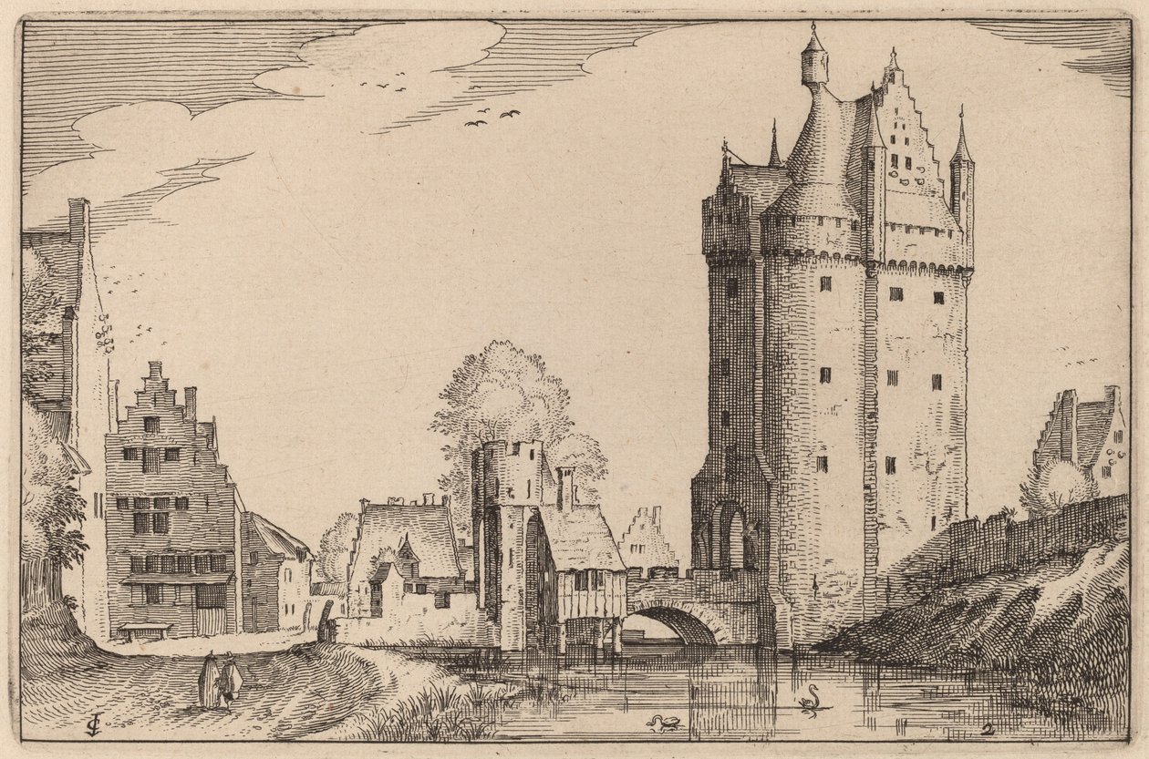 Porta della città da Claes Jansz Visscher after Johannes van Doetechum, the Elder after Lucas