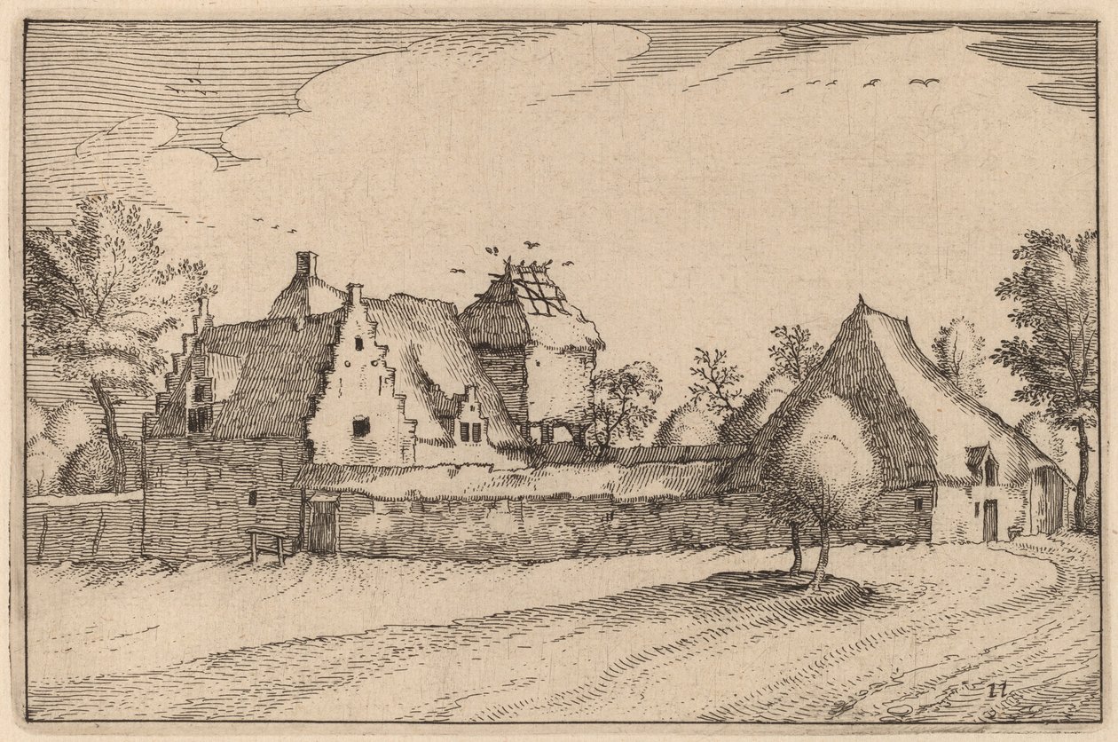 Fattoria murata da Claes Jansz Visscher after Johannes van Doetechum, the Elder after Lucas
