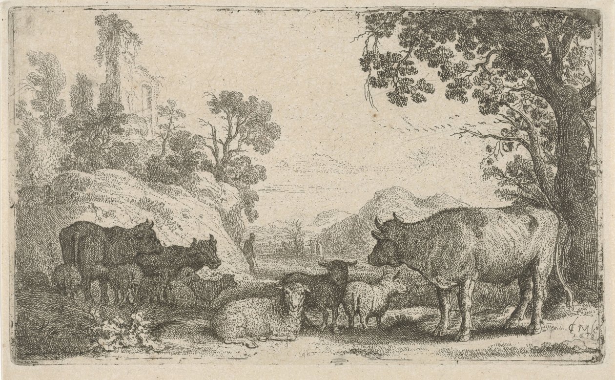 Paesaggio con bestiame da Claes Moeyaert