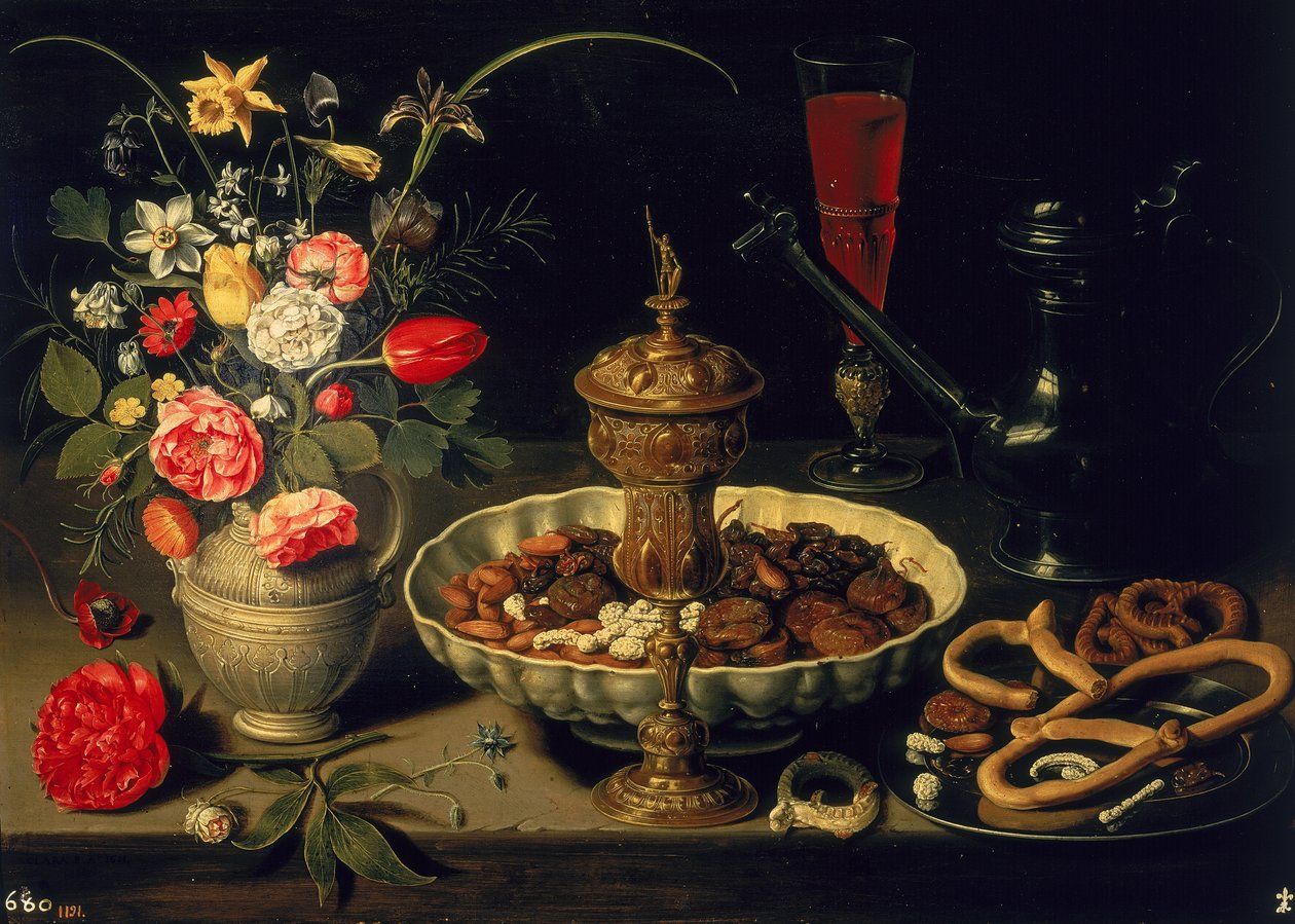Natura morta di fiori e frutta secca, 1611 da Charlotte Evans