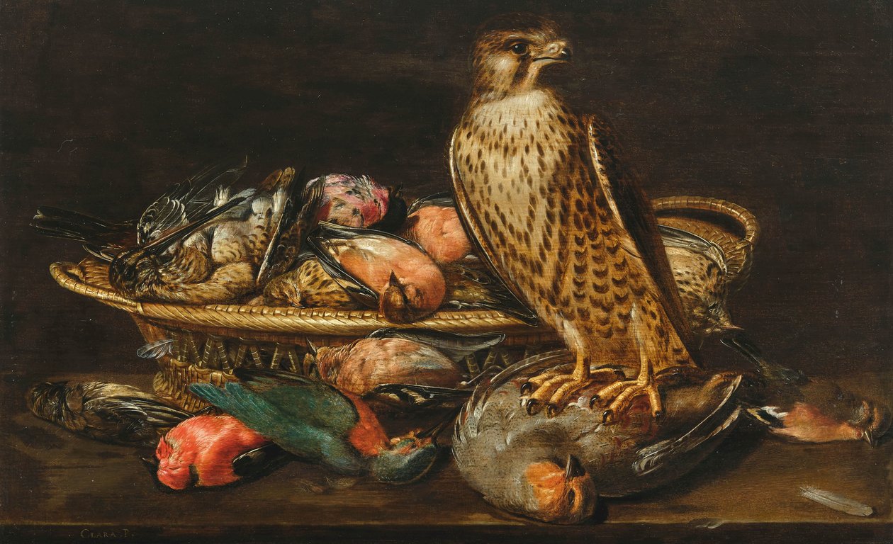 Clara Peeters Natura morta con falco pellegrino e uccelli da Clara Peeters