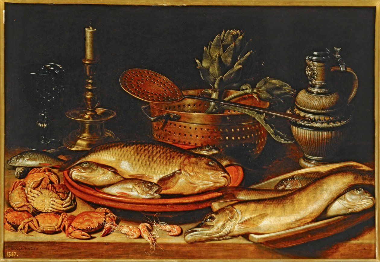 Natura morta con pesci ... da Clara Peeters
