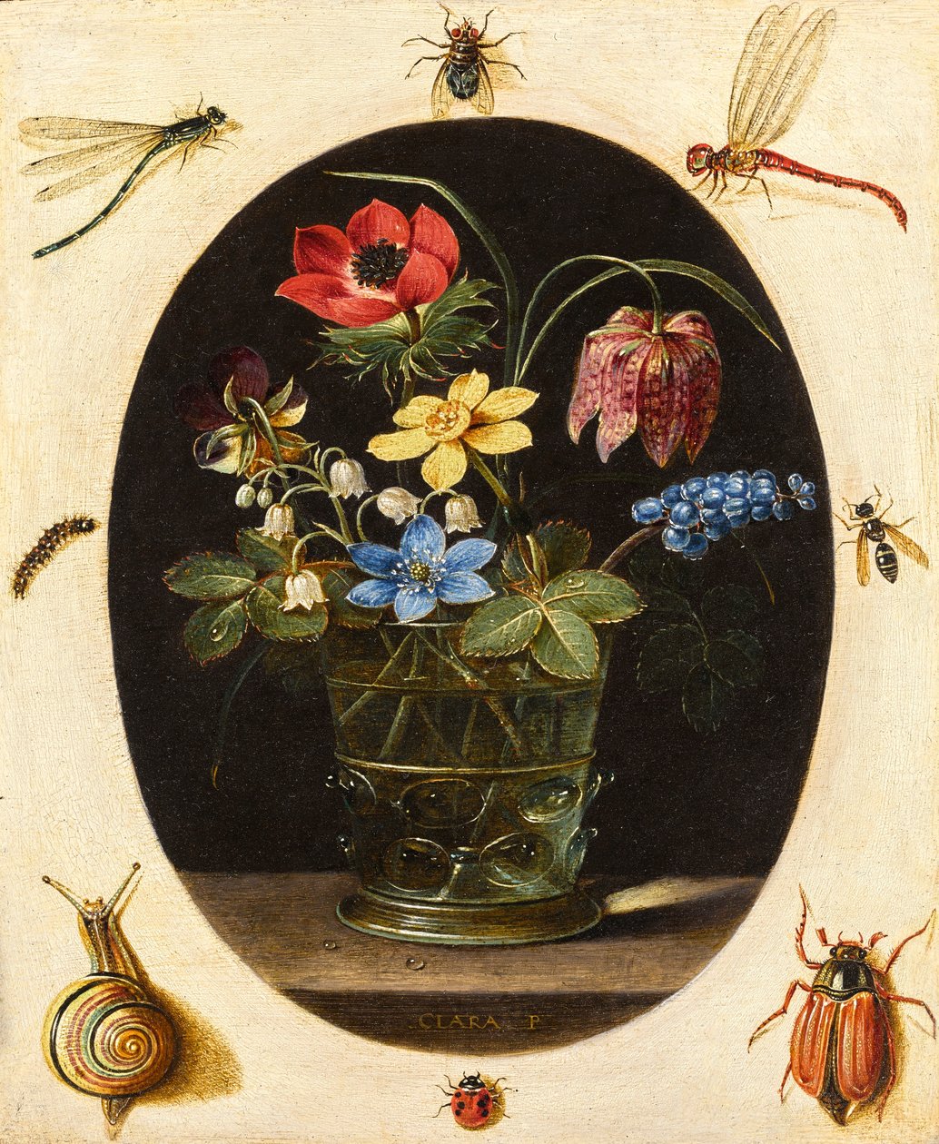 Natura morta con fiori circondati da insetti e una lumaca da Clara Peeters