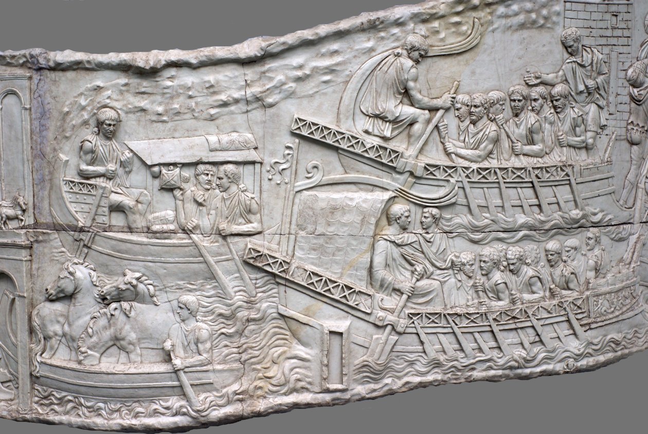 Le galee romane. Dettaglio del rilievo della Colonna di Traiano, I-II secolo da Classical Antiquities