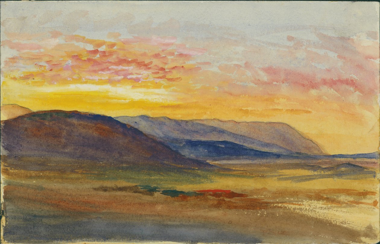 Monte Carmelo in autunno, guardando a ovest al tramonto, 1872 da Claude Conder