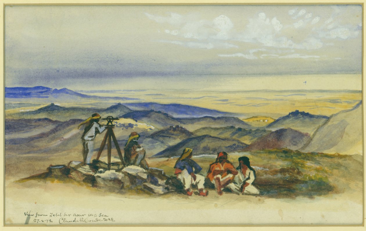 Vista da Jebel Bir Asur al mare, 1872 da Claude Conder