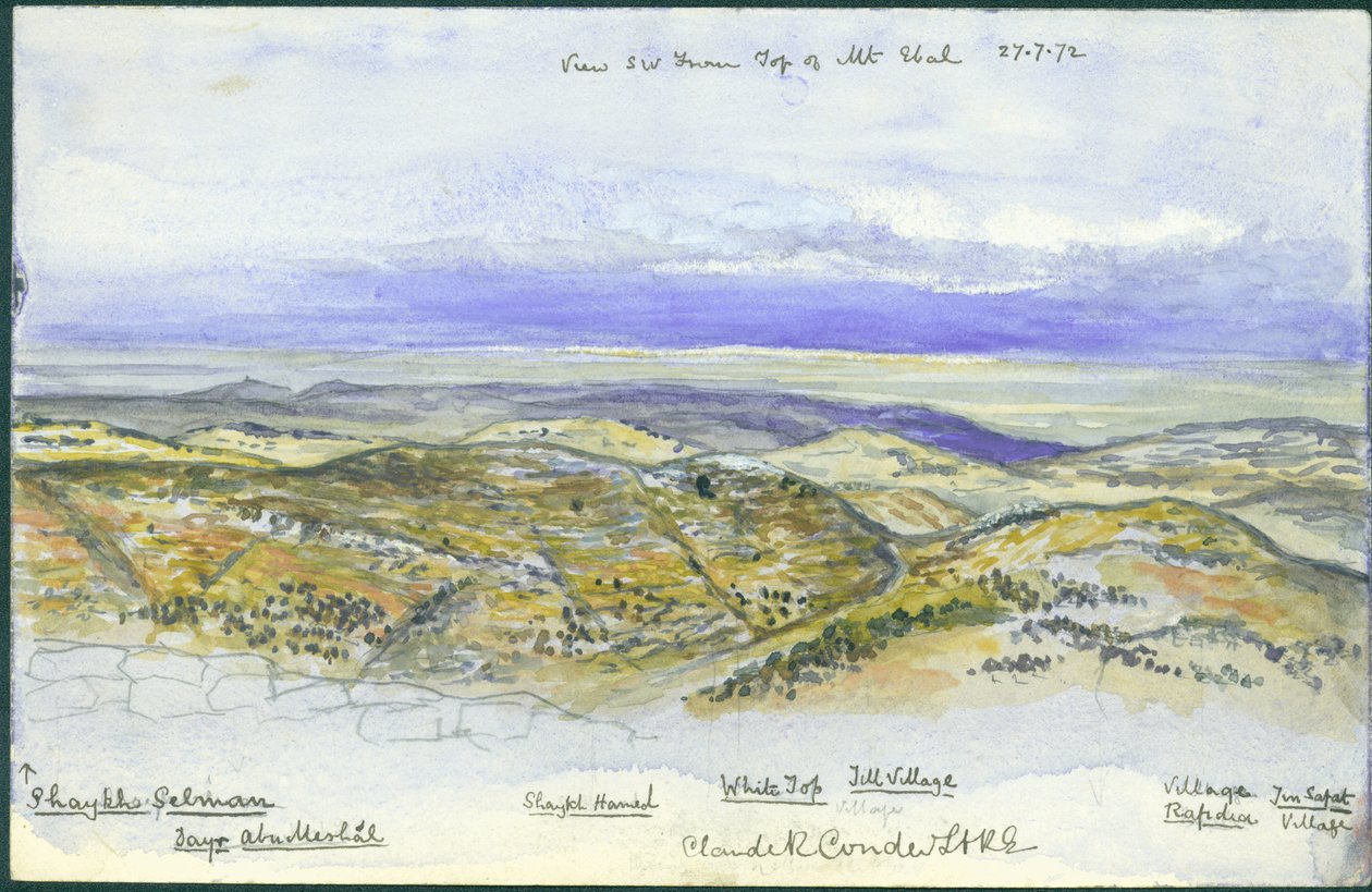 Vista da sud-ovest dalla cima del Monte Ebal, 1872 da Claude Conder