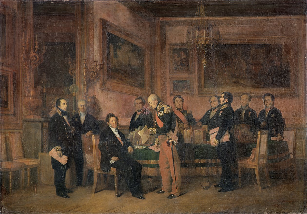 Consiglio dei Ministri alle Tuileries che firma la legge di reggenza, 15 agosto 1842, 1844 da Claude Jacquand