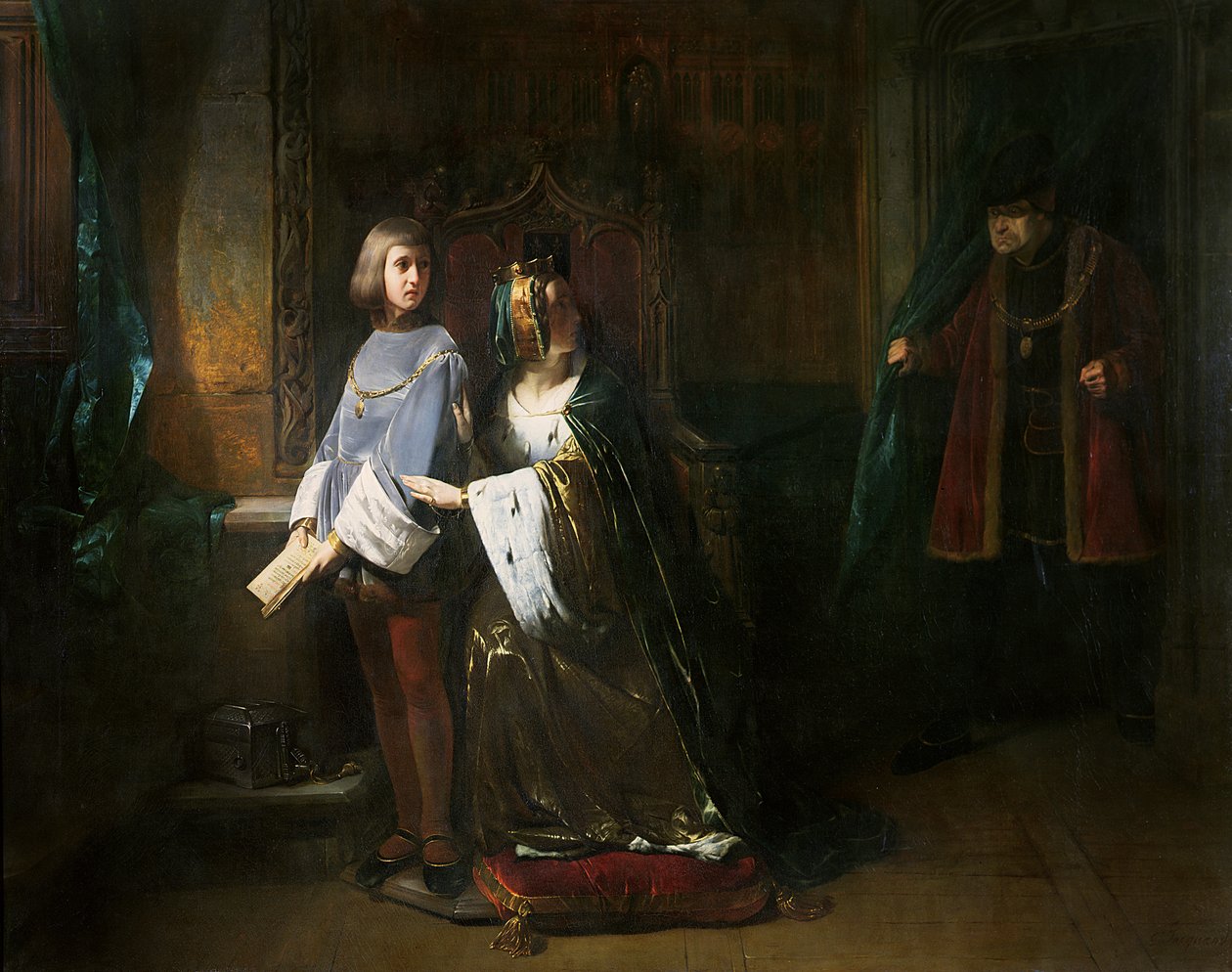 Luigi XI di Francia sorprende la regina mentre istruisce il Delfino contro la sua volontà da Claude Jacquand