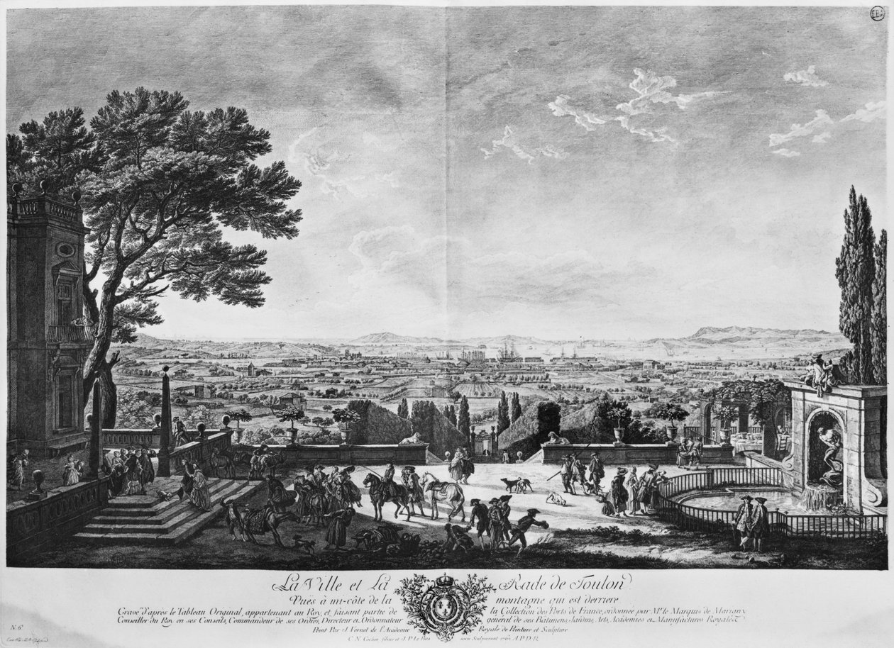 Città e Porto di Tolone, vista a metà della montagna dietro, serie di 