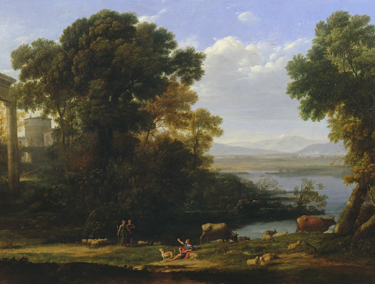 Scena fluviale classica con vista di una città da Claude Lorrain