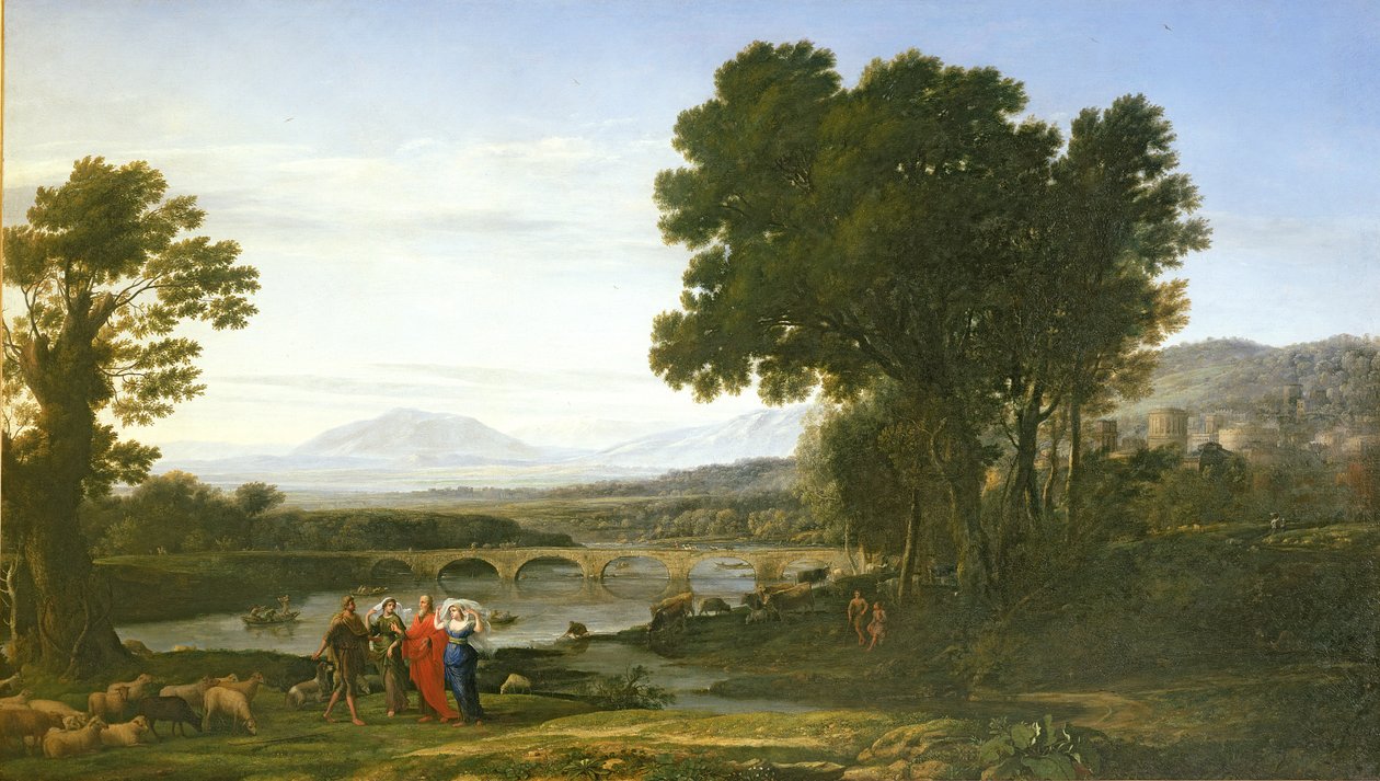 Paesaggio con Giacobbe e Labano e le figlie di Labano, 1654 da Claude Lorrain